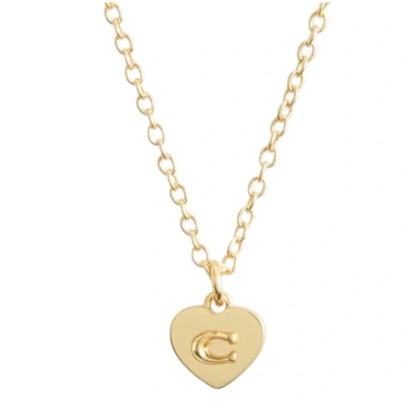 Authentic Coach Heart Shaped Gold Pendant Necklace New with tags $95 Retail. - Picture 3 of 5
